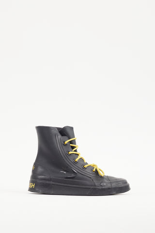 Ambush X Converse Black 
Yellow Leather 
Rubber High Top Sneaker