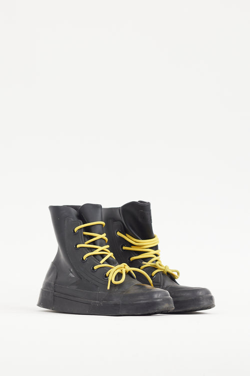 Ambush X Converse Black 
Yellow Leather 
Rubber High Top Sneaker