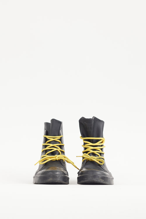 Ambush X Converse Black 
Yellow Leather 
Rubber High Top Sneaker