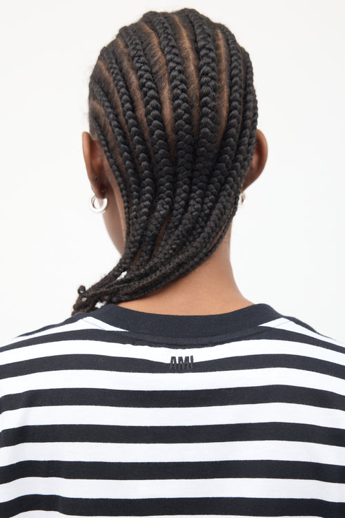 AMI Paris Black 
White Ami De Coeur Striped T-Shirt