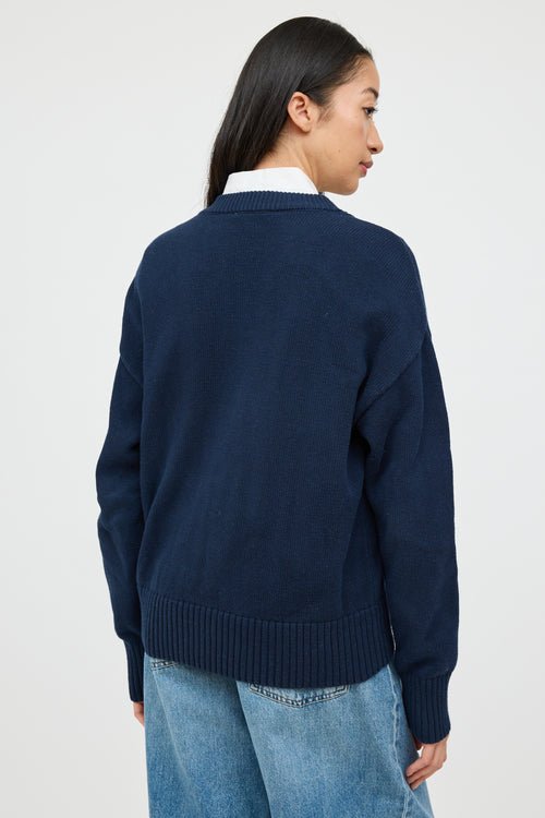 AMI Alexandre Mattiussi Navy 
Red Knit Heart Cardigan