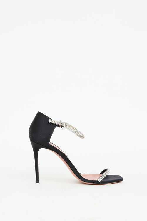 Amina Muaddi Black Satin 
Crystal Ursina Heel