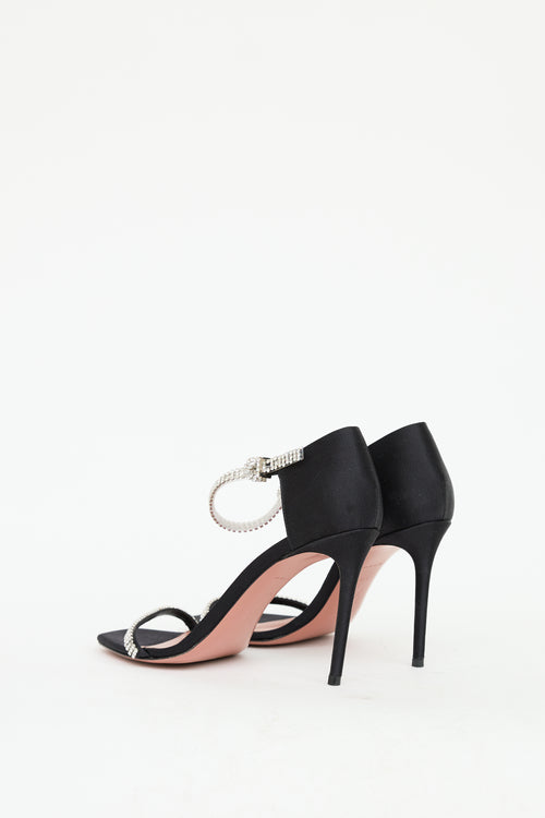 Amina Muaddi Black Satin 
Crystal Ursina Heel