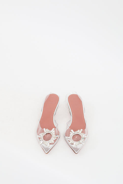 Amina Muaddi Clear Begum Embellished Slingback Pump