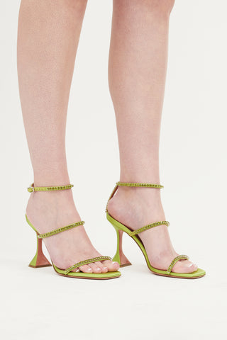 Amina Muaddi Green Crystal Gilda Sandal