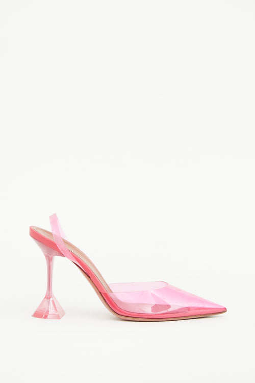 Amina Muaddi Pink Glass Holli Pump