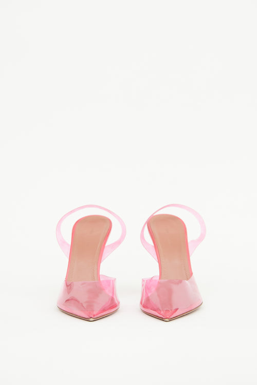 Amina Muaddi Pink Glass Holli Pump