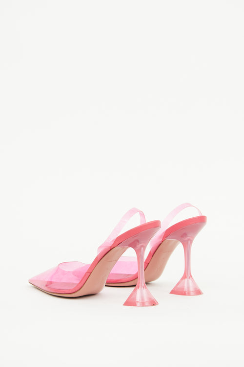 Amina Muaddi Pink Glass Holli Pump