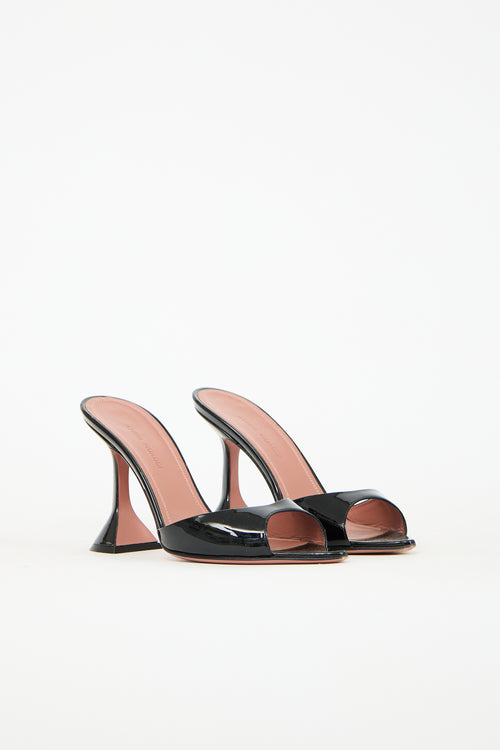 Amina Muaddi Black Patent Caroline Mule