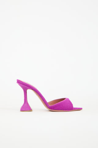 Amina Muaddi Pink Textured Caroline Mule