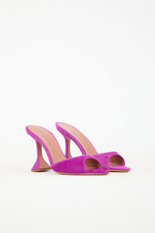 Amina Muaddi Pink Textured Caroline Mule