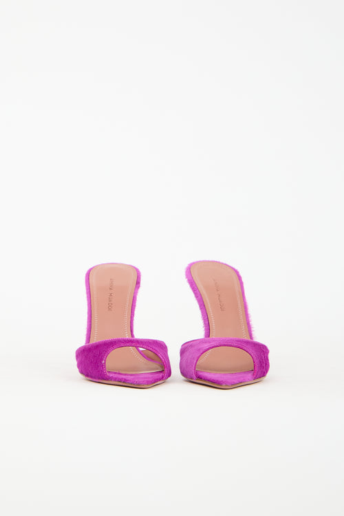 Amina Muaddi Pink Textured Caroline Mule