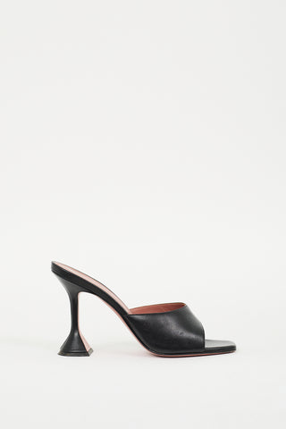 Amina Muaddi Black Leather Lupita Mule