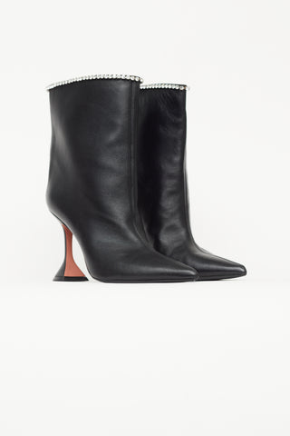 Amina Muaddi Black Leather Mia Boot