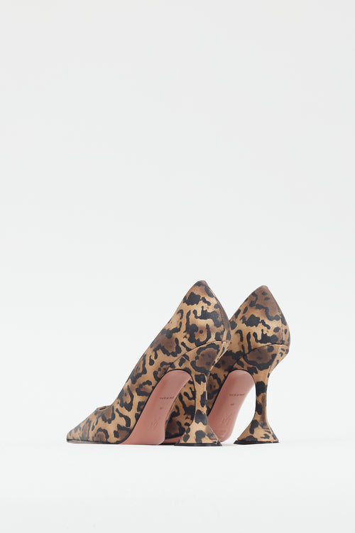 Amina Muaddi Brown 
Black Printed Satin Holli Pump