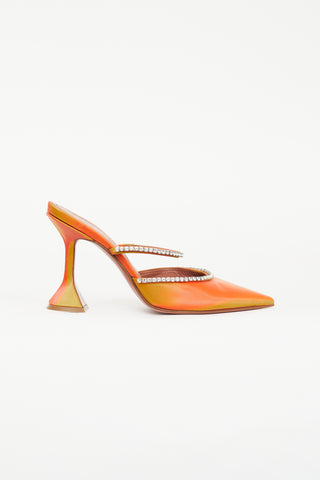 Amina Muaddi Orange Satin Gilda 95 Heeled Mule