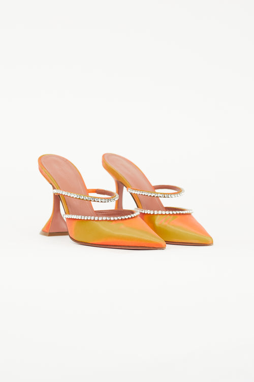 Amina Muaddi Orange Satin Gilda 95 Heeled Mule