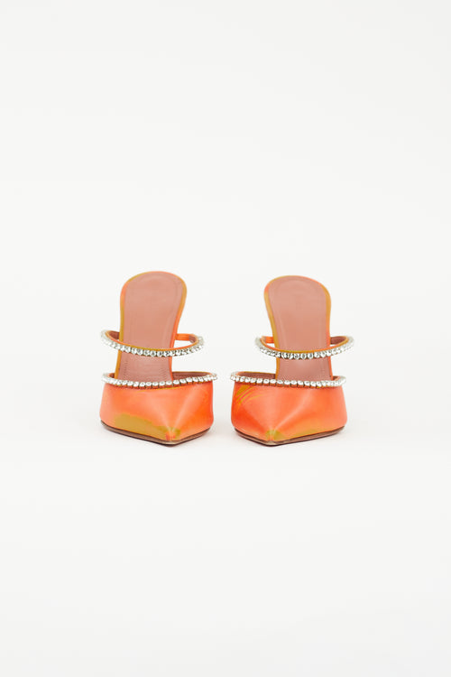 Amina Muaddi Orange Satin Gilda 95 Heeled Mule