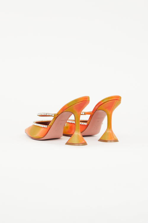 Amina Muaddi Orange Satin Gilda 95 Heeled Mule