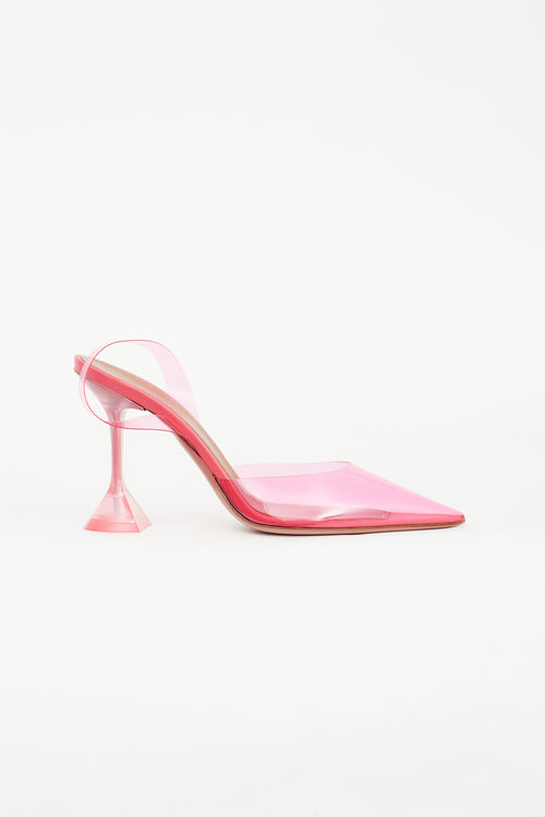 Amina Muaddi Pink Transparent Holli Heel