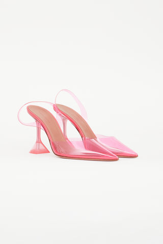 Amina Muaddi Pink Transparent Holli Heel