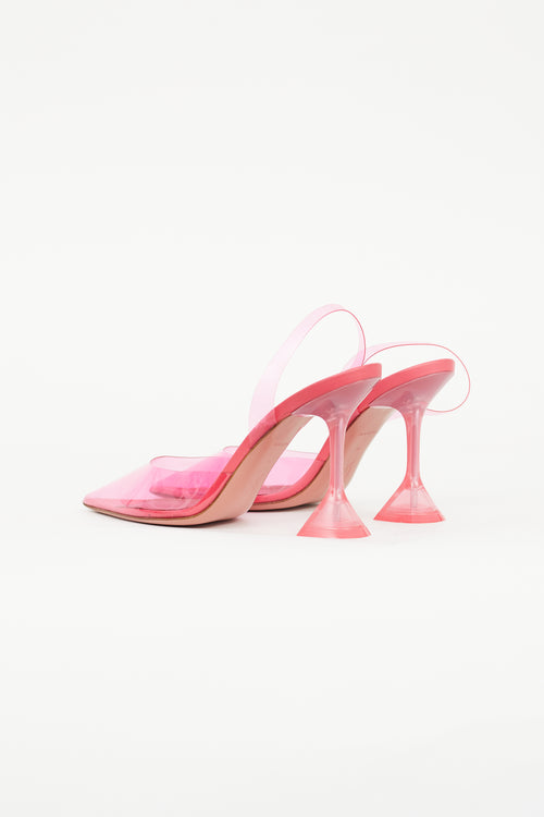 Amina Muaddi Pink Transparent Holli Heel