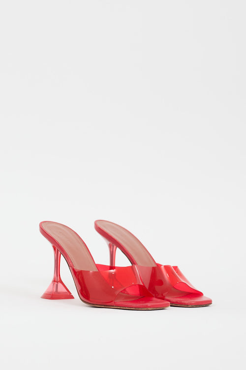 Amina Muaddi Red Transparent Lupita Sandal