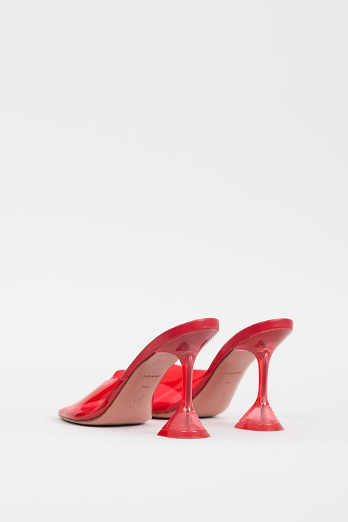 Amina Muaddi Red Transparent Lupita Sandal