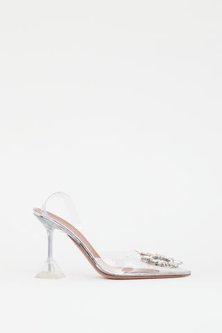 Amina Muaddi Silver Begum Glass Transparent Heel