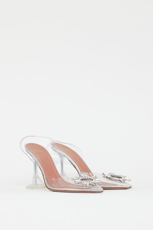 Amina Muaddi Silver Begum Glass Transparent Heel