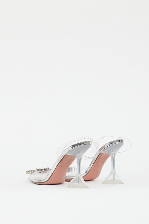 Amina Muaddi Silver Begum Glass Transparent Heel