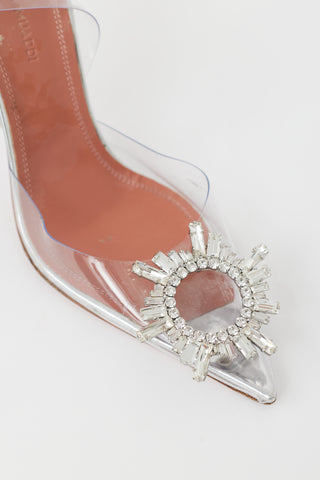 Amina Muaddi Silver Begum Glass Transparent Heel