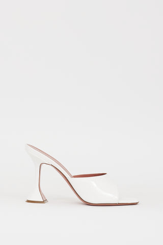 Amina Muaddi White Patent Leather Lupita Heel