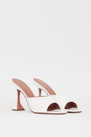 Amina Muaddi White Patent Leather Lupita Heel