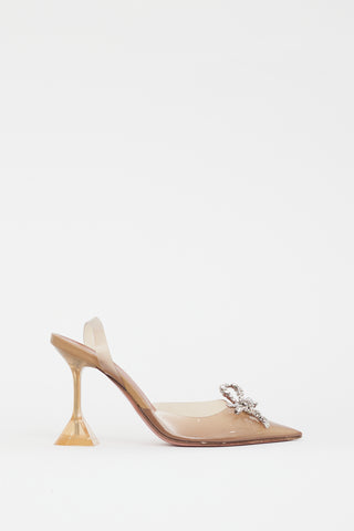 Amina Muaddi Yellow Rosie Transparent Bow Heel