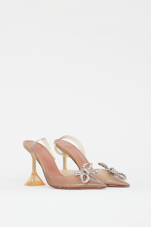 Amina Muaddi Yellow Rosie Transparent Bow Heel