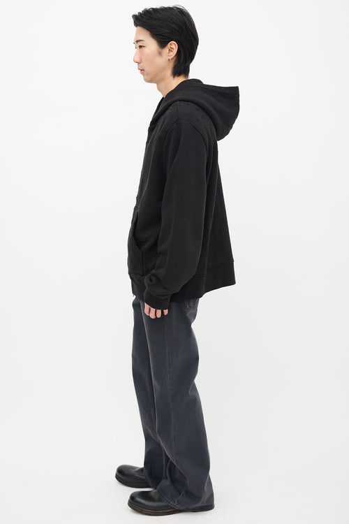 Amiri Black Distressed Zip Hoodie