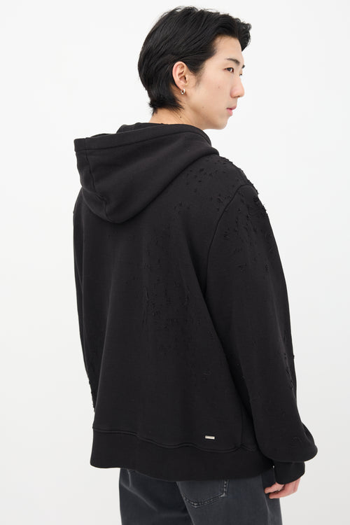 Amiri Black Distressed Zip Hoodie