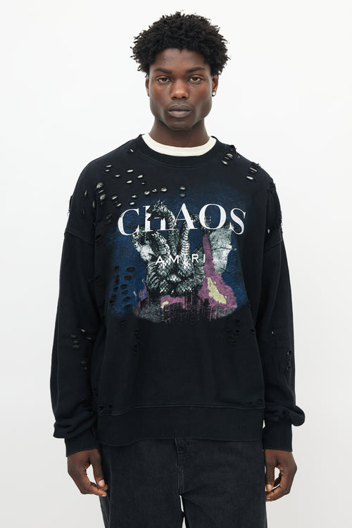 Amiri Black 
Multicolour Chaos Distressed Sweatshirt