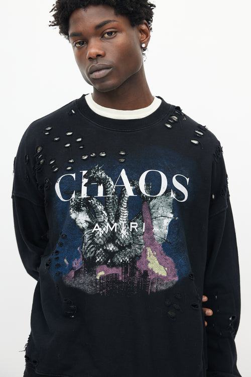 Amiri Black 
Multicolour Chaos Distressed Sweatshirt