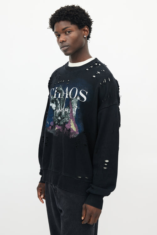 Amiri Black 
Multicolour Chaos Distressed Sweatshirt