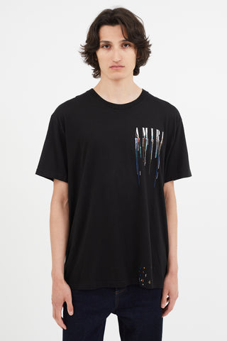 Amiri Black 
Multicolour Drip Logo T-Shirt