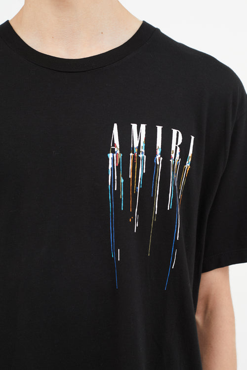 Amiri Black 
Multicolour Drip Logo T-Shirt