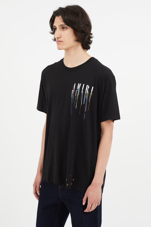 Amiri Black 
Multicolour Drip Logo T-Shirt