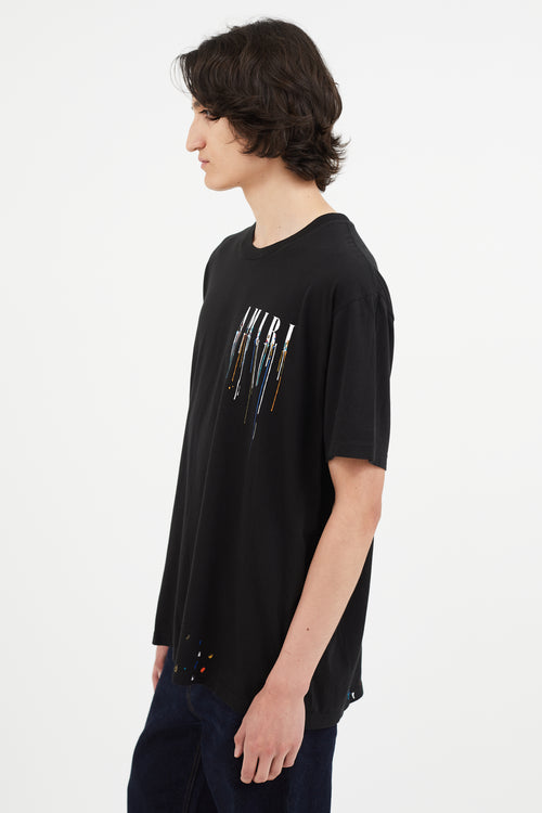 Amiri Black 
Multicolour Drip Logo T-Shirt