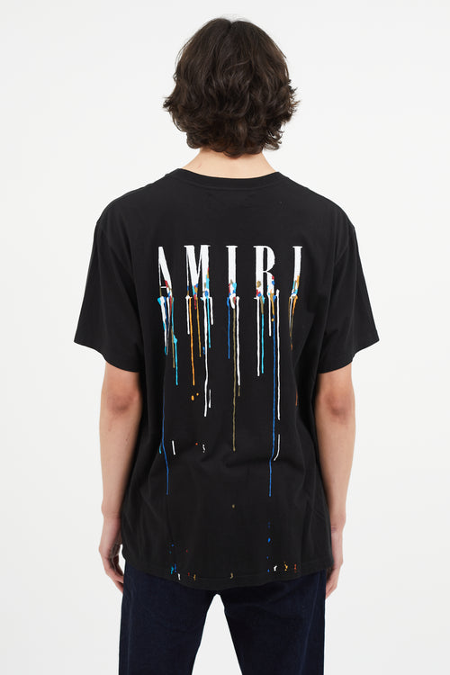 Amiri Black 
Multicolour Drip Logo T-Shirt