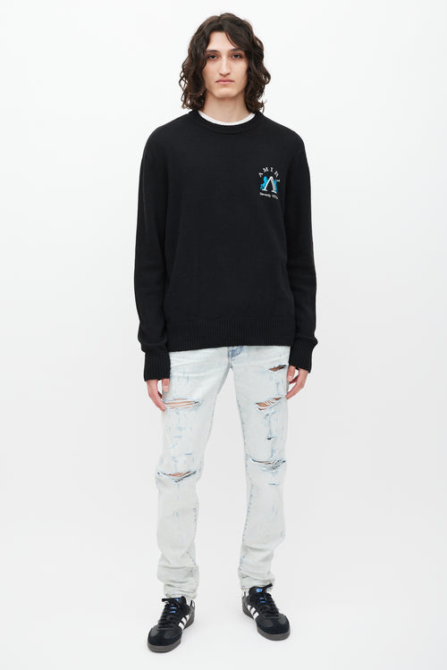 Amiri Black 
Multicolour Embroidered Wool Sweater