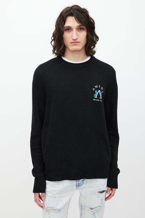 Amiri Black 
Multicolour Embroidered Wool Sweater