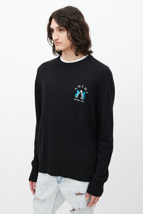 Amiri Black 
Multicolour Embroidered Wool Sweater