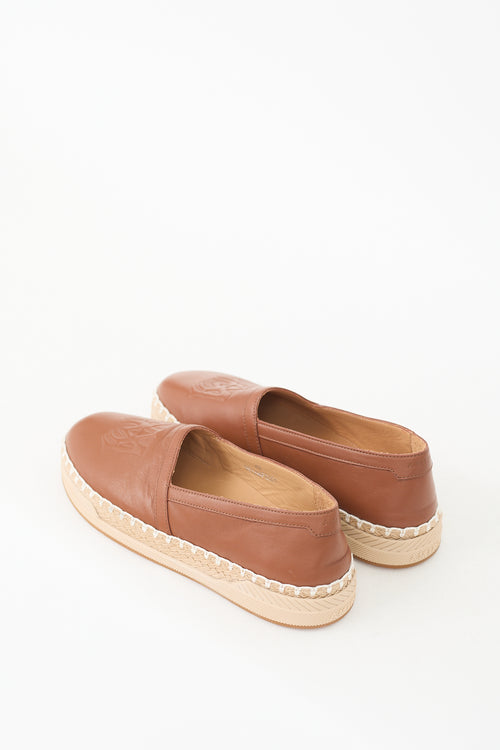 Amiri Brown Leather Logo Espadrille